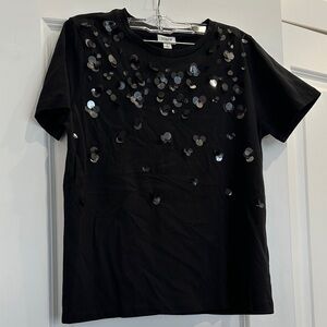 NWT J. Crew Black Sequin Embellished Tee